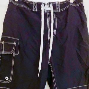 Men's Cargo Side Pocket Swim Trunks in Navy Blue